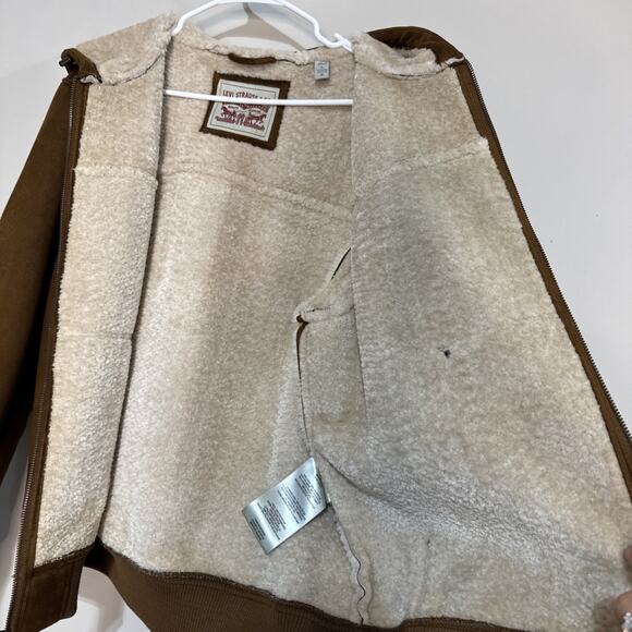 Levi's Mens Hooded Lined Sherpa Lined Midweight Faux Shearling Coat Sz Large Men - Picture 7 of 14